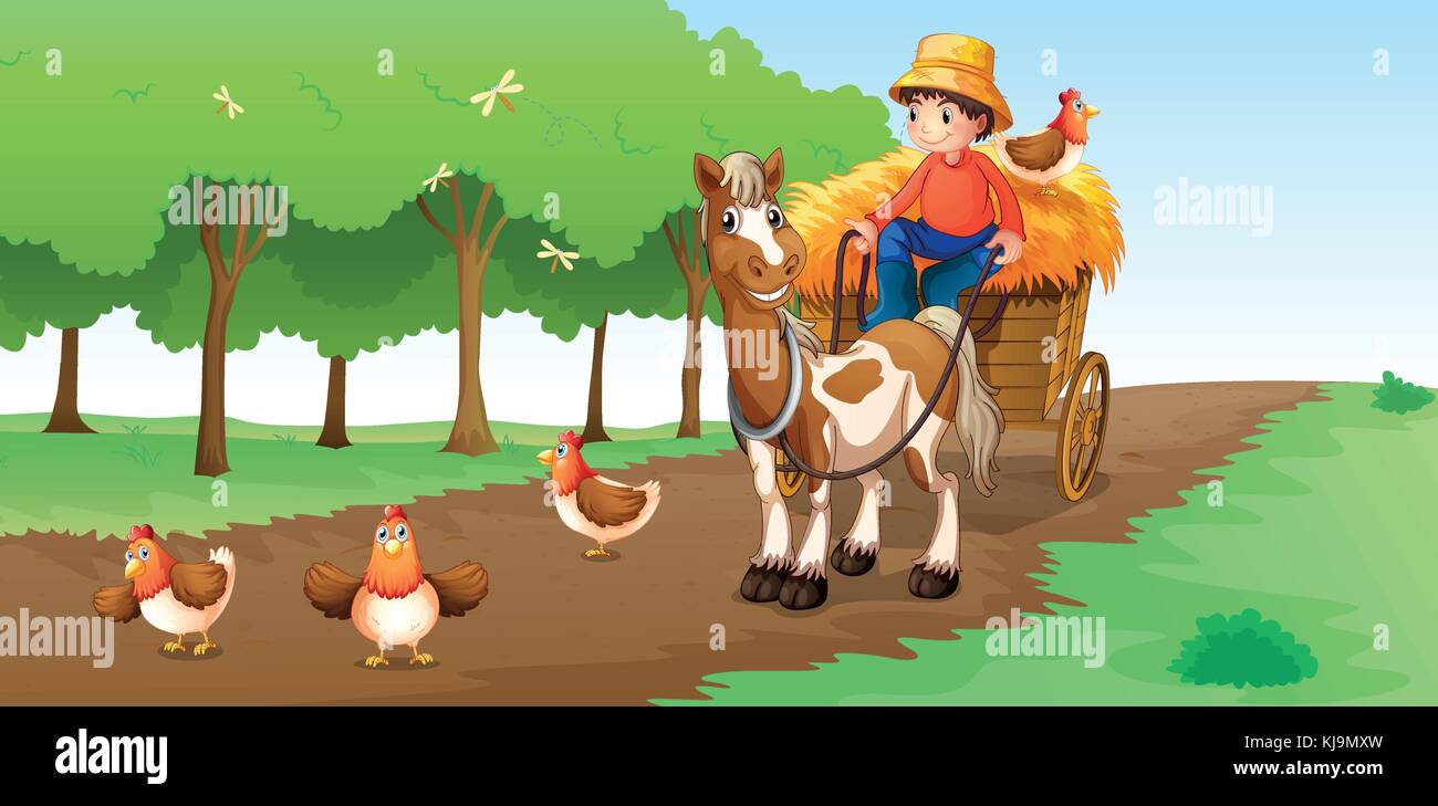 Illustration of a farmer with animals Stock Vector Image & Art - Alamy