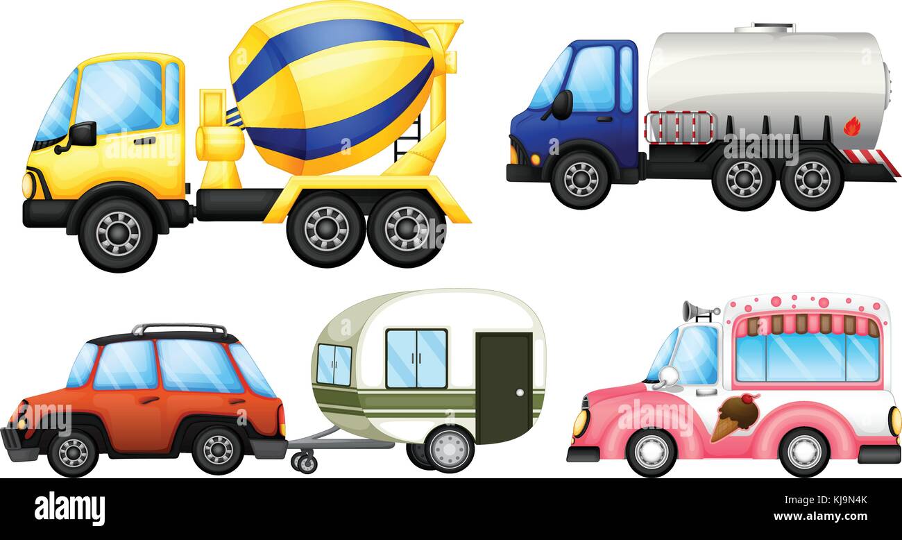 Illustration of a set of cars on a white background Stock Vector Image ...