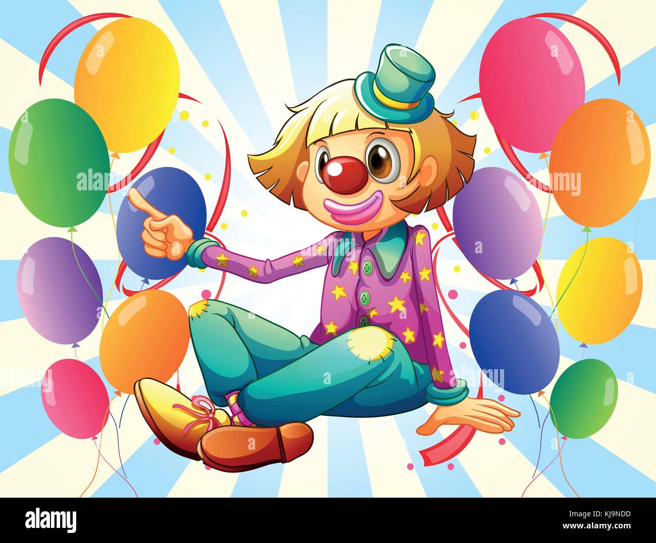 Illustration of a female clown with colorful balloons Stock Vector ...