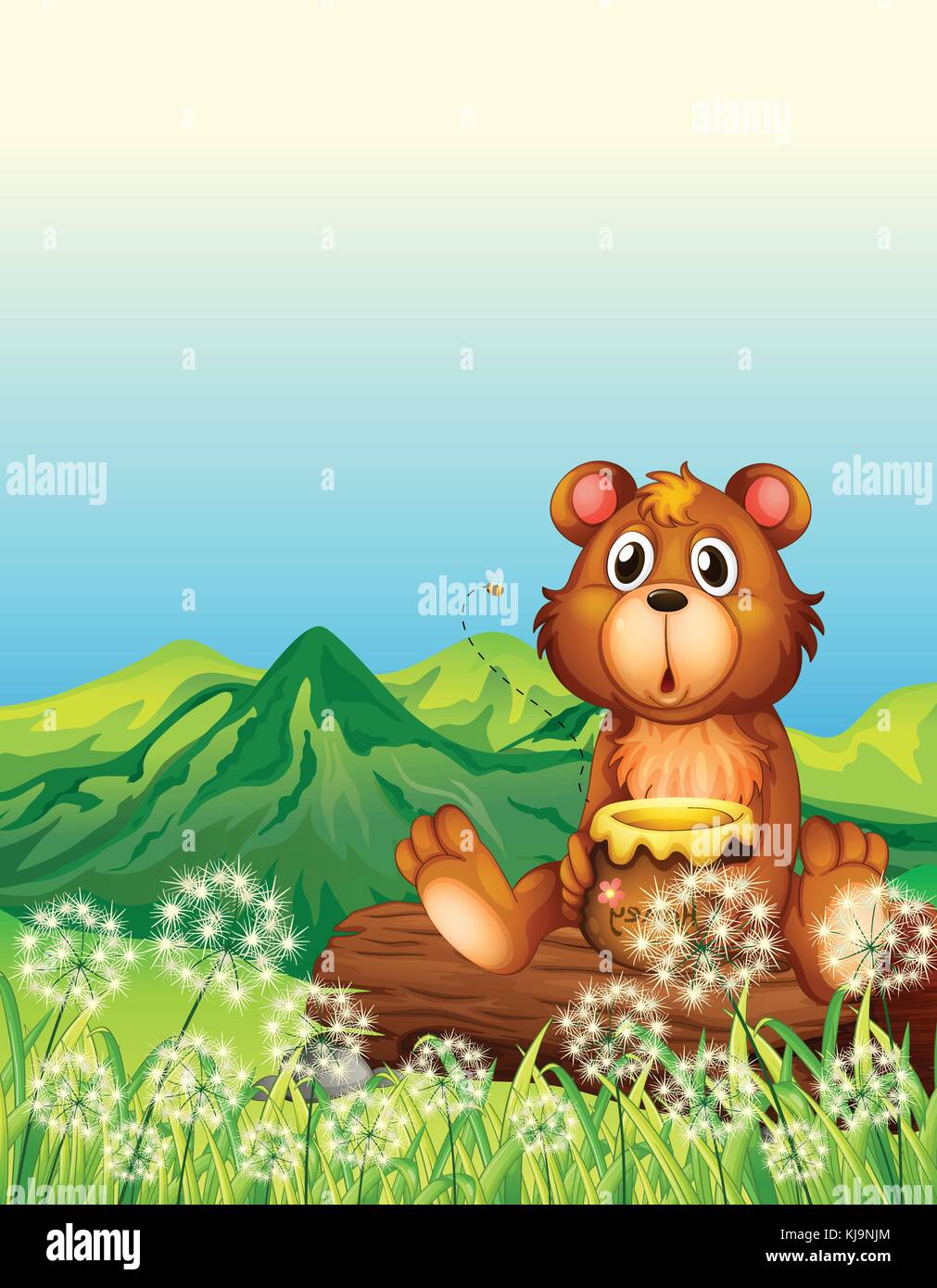 Illustration of a bear sitting at the trunk Stock Vector Image & Art ...