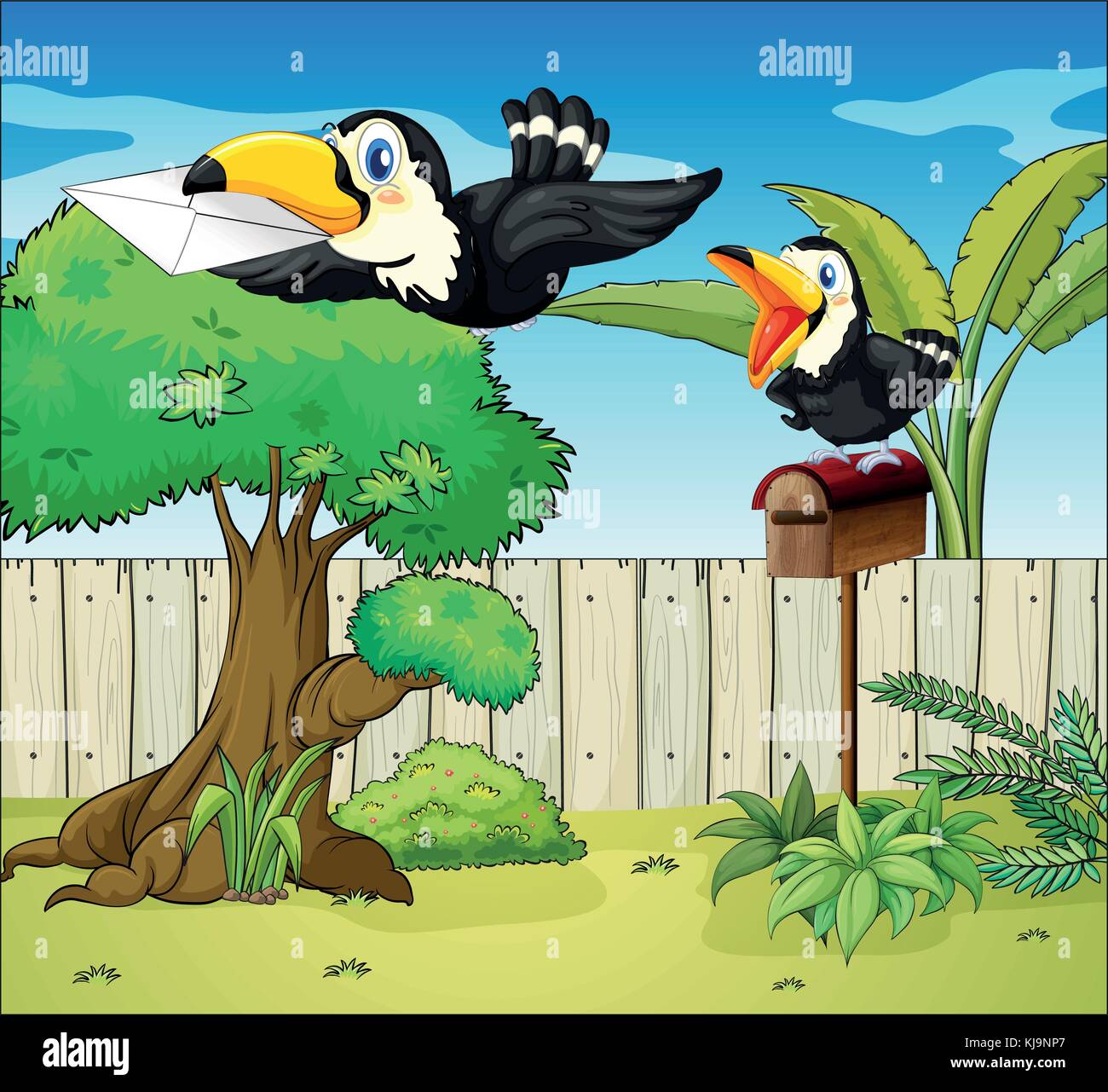 Illustration of birds at the backyard Stock Vector Image & Art Alamy