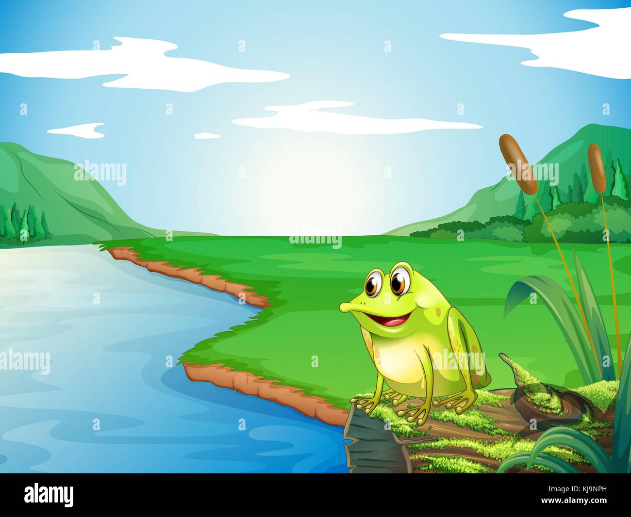 Illustration of a frog at the riverbank Stock Vector Image & Art - Alamy