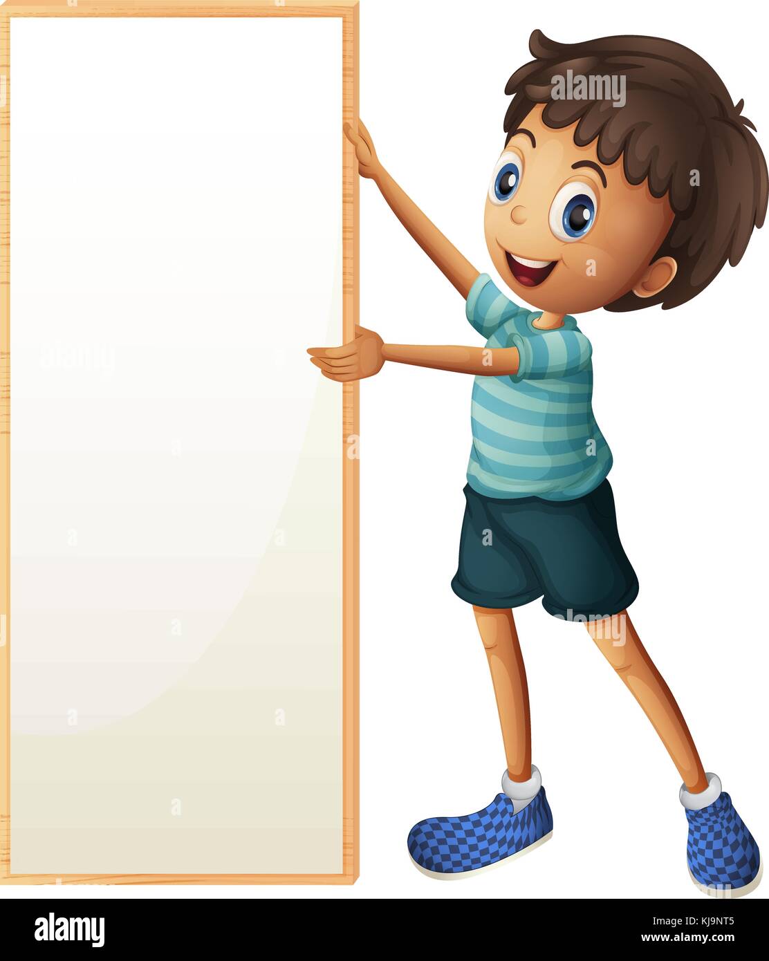 Illustration of a boy holding a blank framed board Stock Vector Image ...
