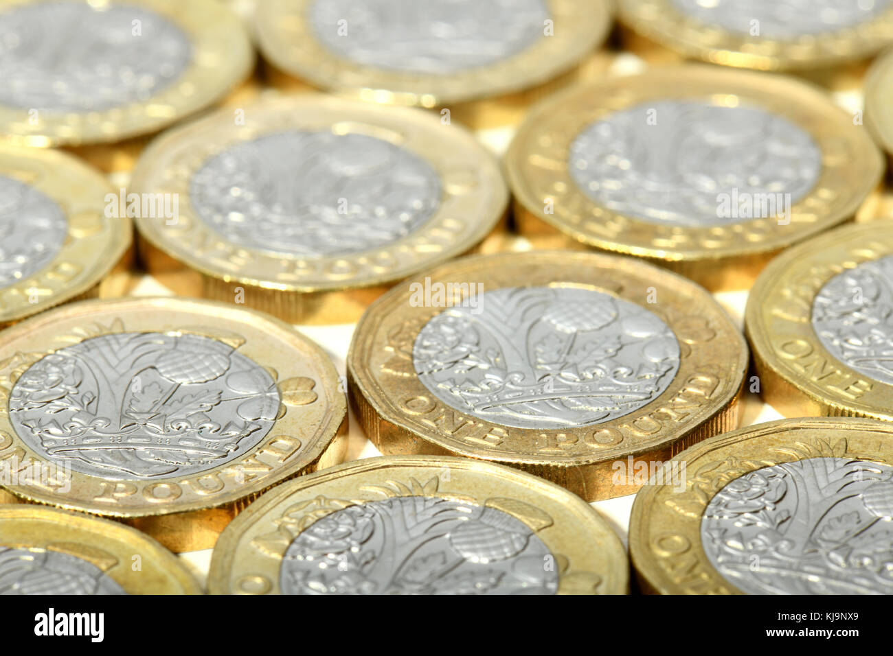 new one pound british coins Stock Photo
