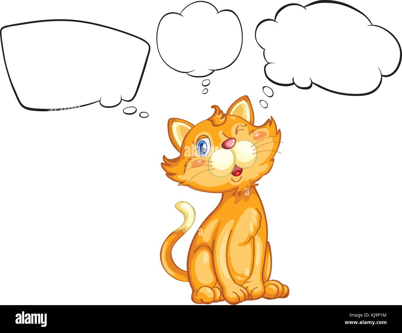 Illustration of a cat blinking his eye on a white background Stock