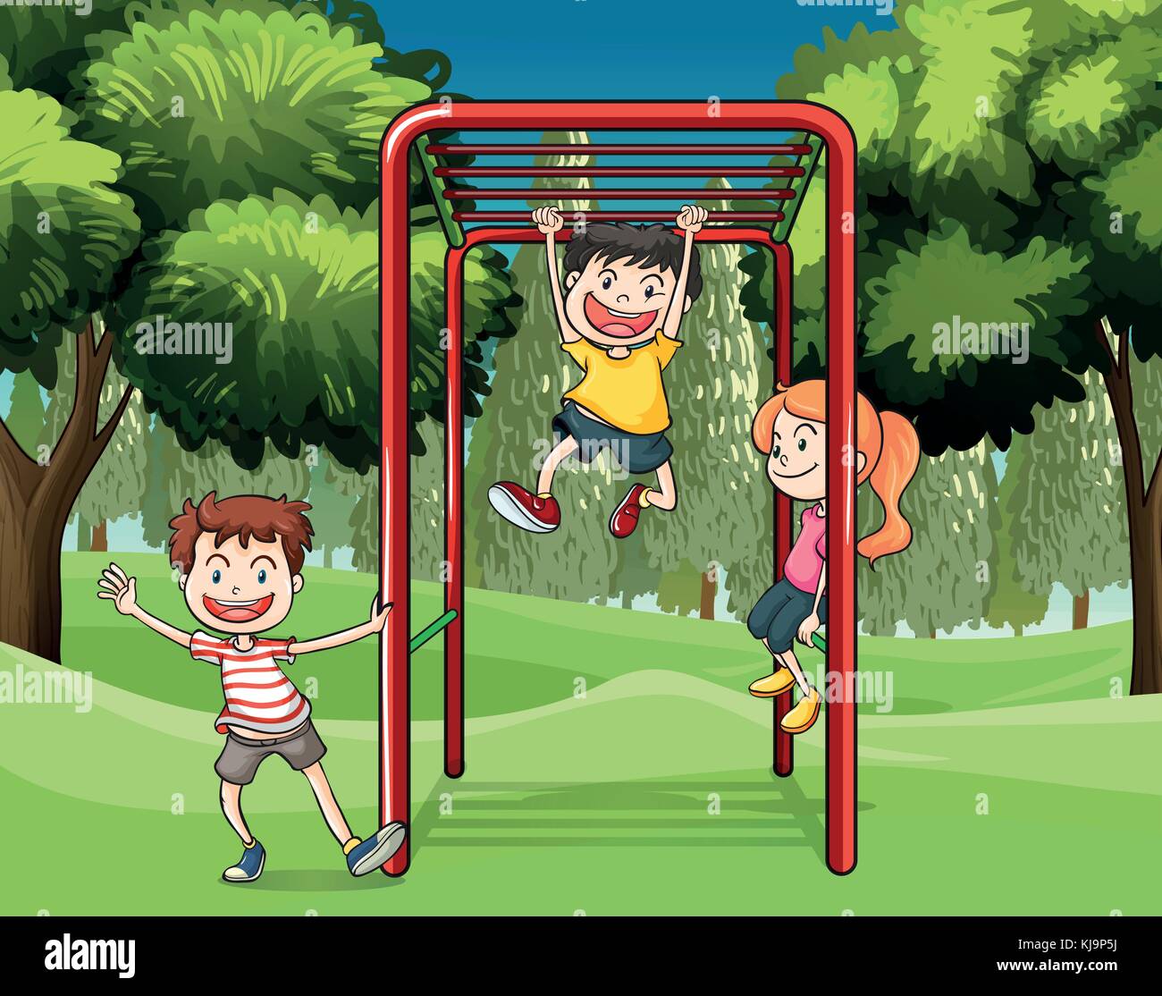 Illustration of the three kids playing at the park Stock Vector Image ...