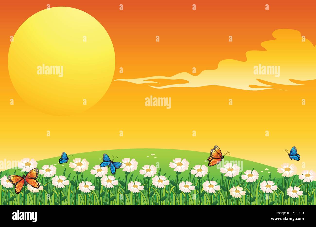 Illustration of the colorful butterflies in the garden Stock Vector ...