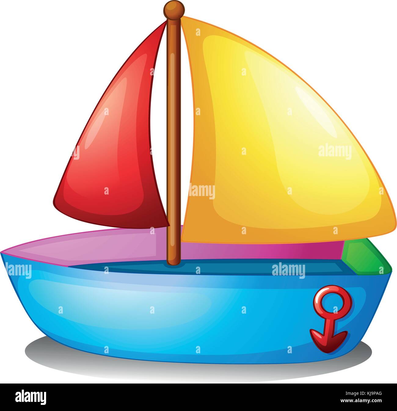 Illustration of a colorful boat on a white background Stock Vector