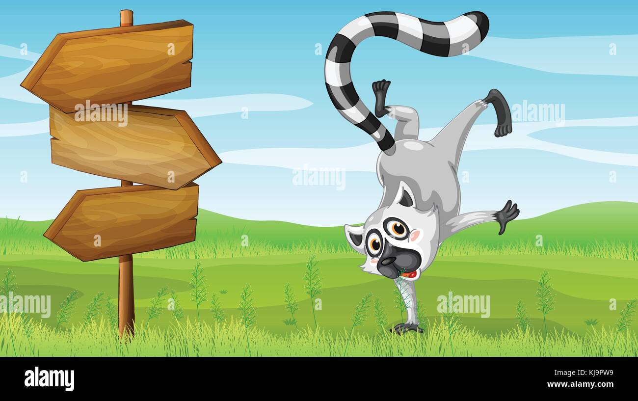 Illustration of a wild animal beside a wooden signage Stock Vector ...