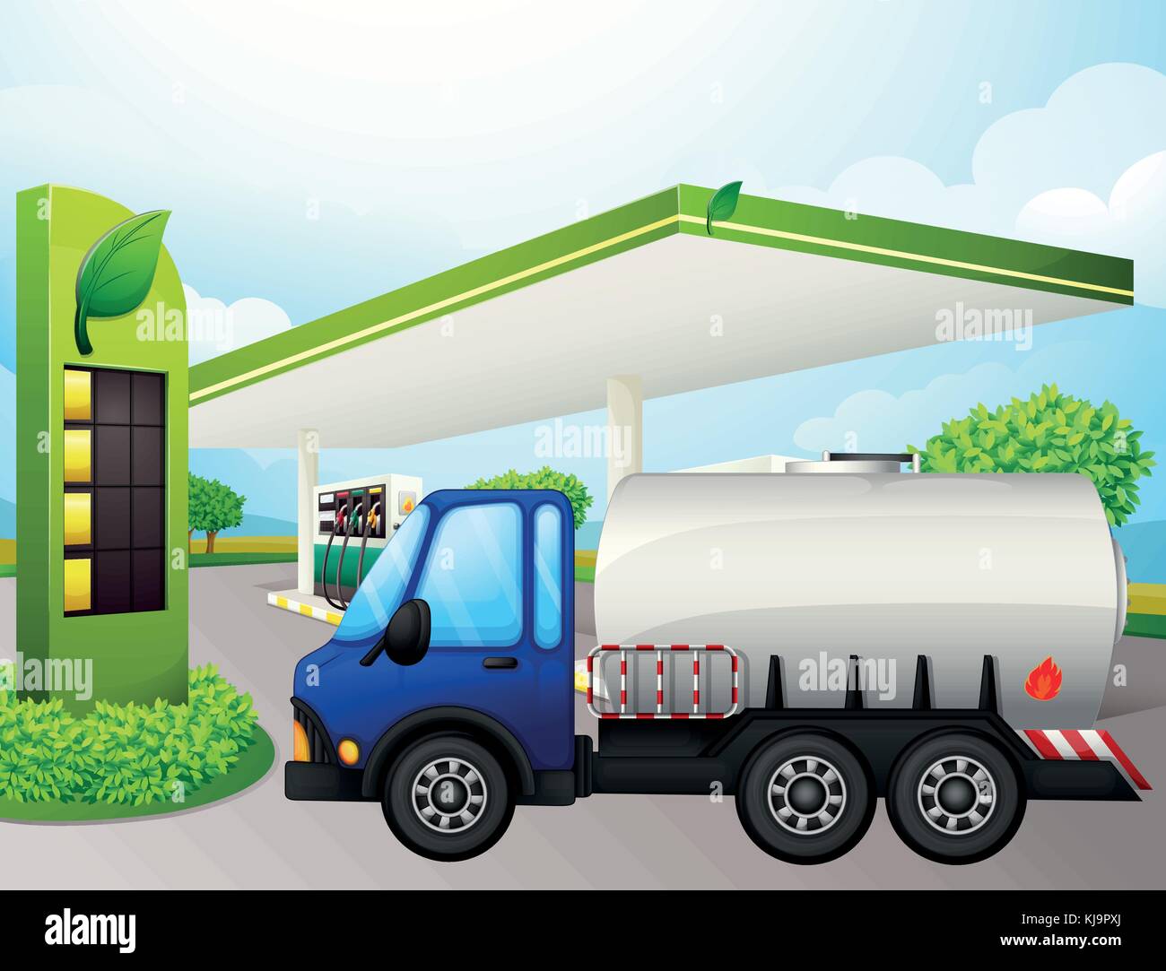 Petrol tanker in petrol station Stock Vector Images - Alamy