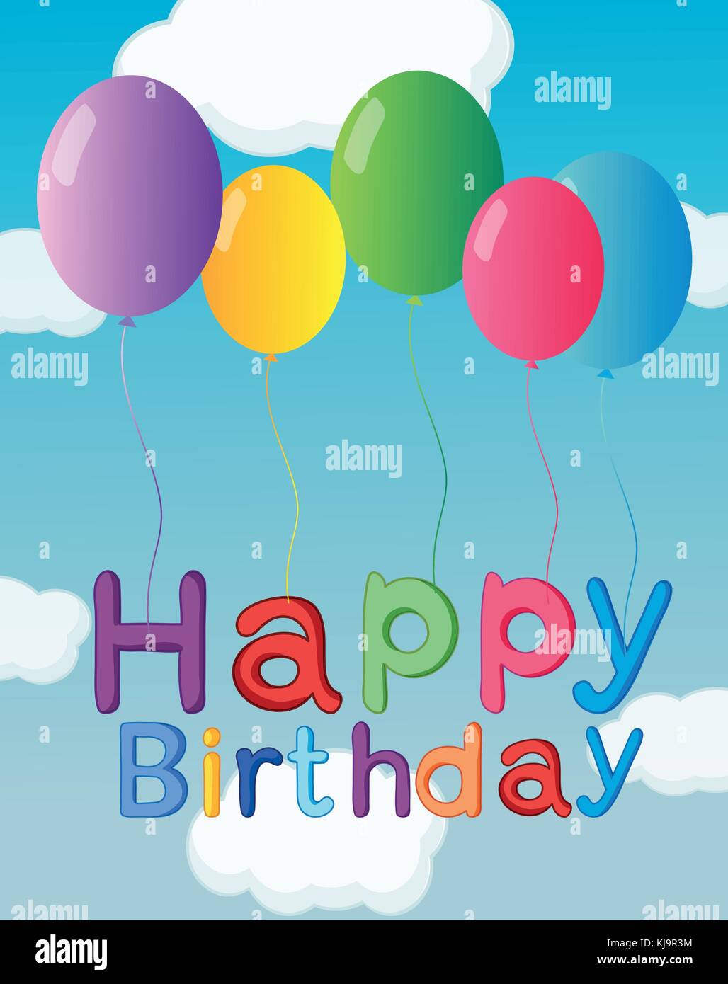 Illustration of the happy birthday greeting with balloons Stock Vector ...