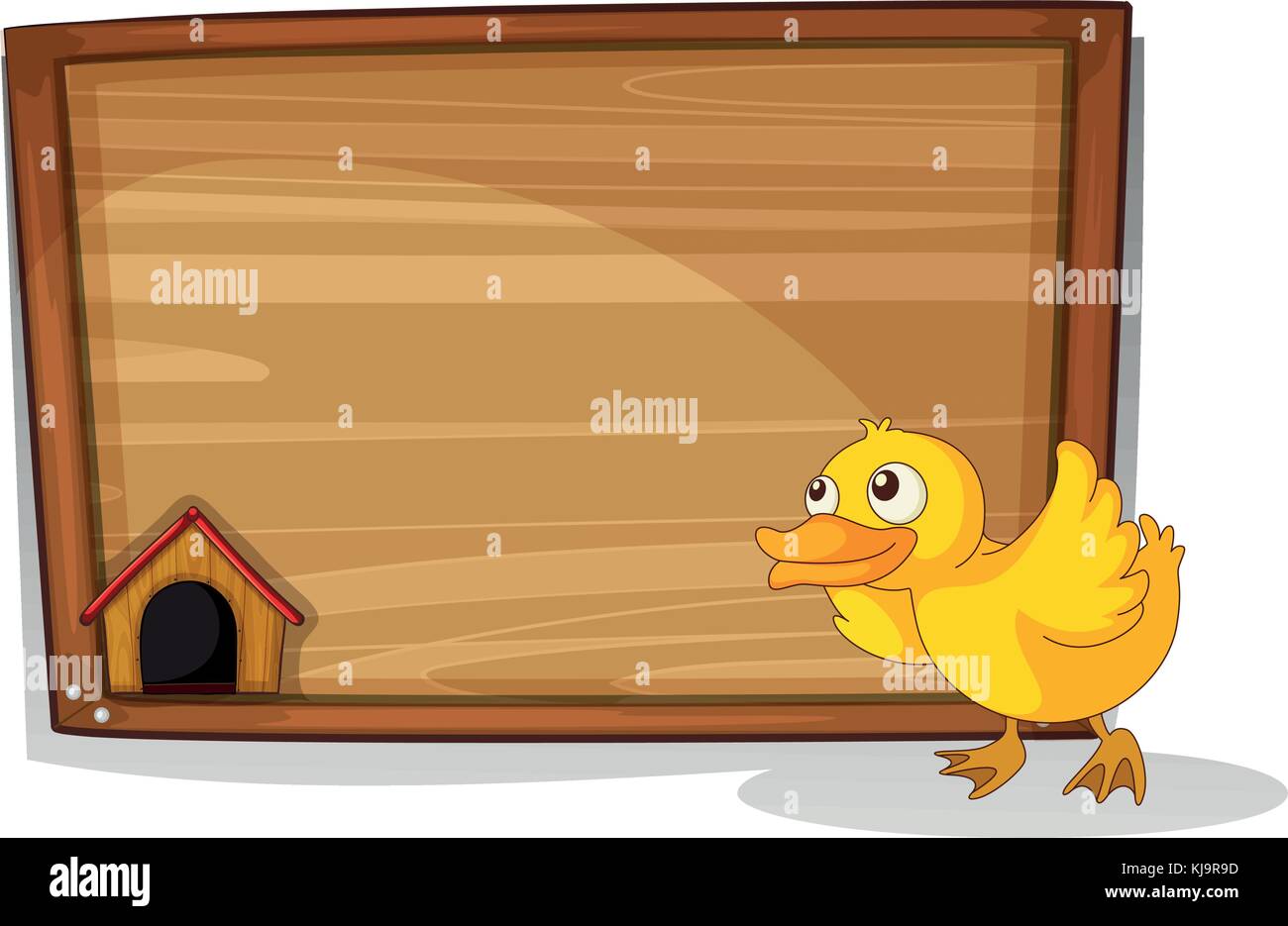 Illustration of an empty board with a yellow baby duck on a white ...
