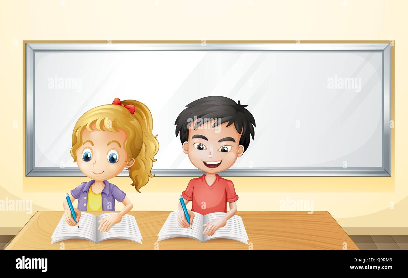 Boy writing in notebook Stock Vector Images - Alamy