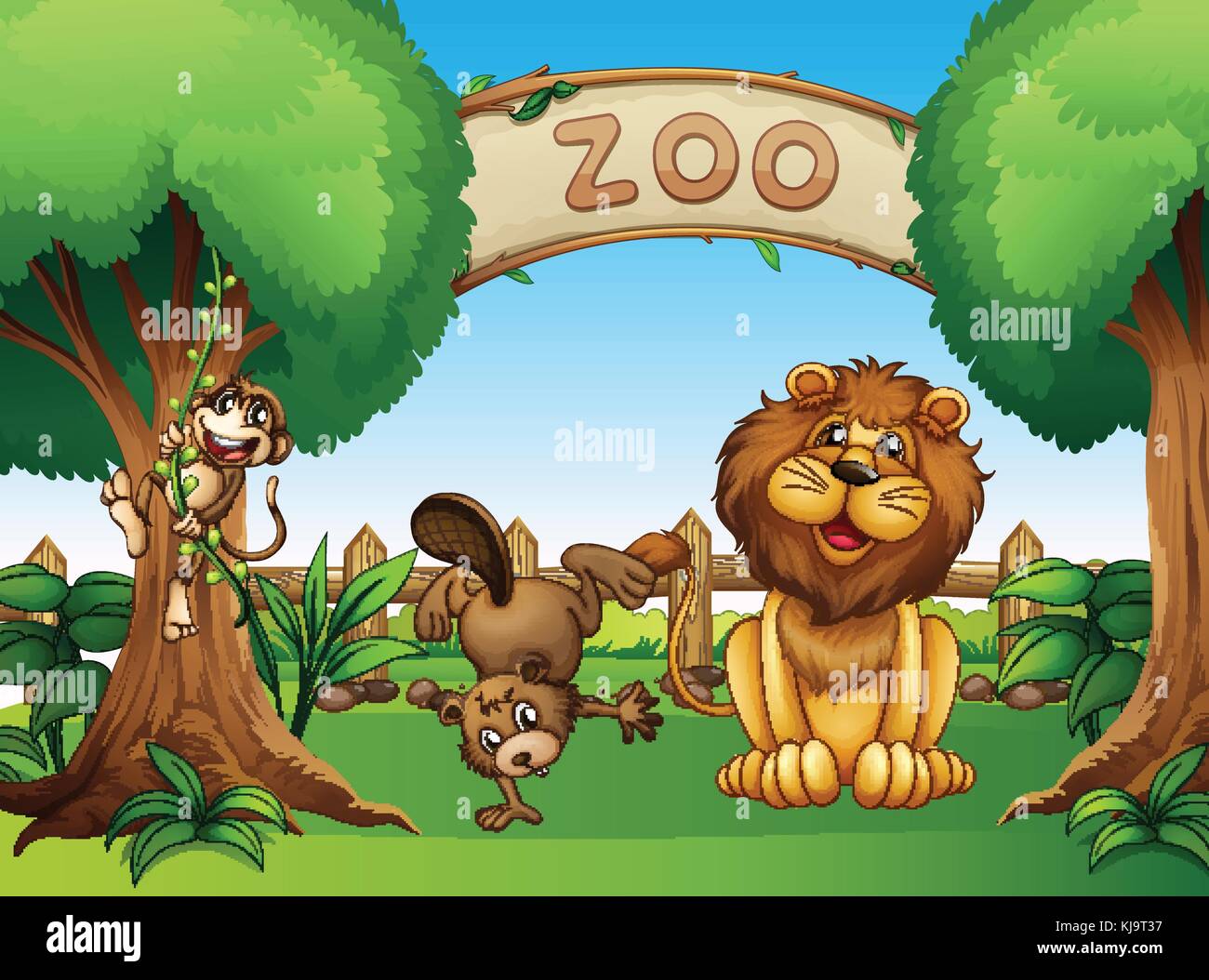 Illustration of the animals in the zoo Stock Vector Image \u0026 Art - Alamy, image size:1300x1054