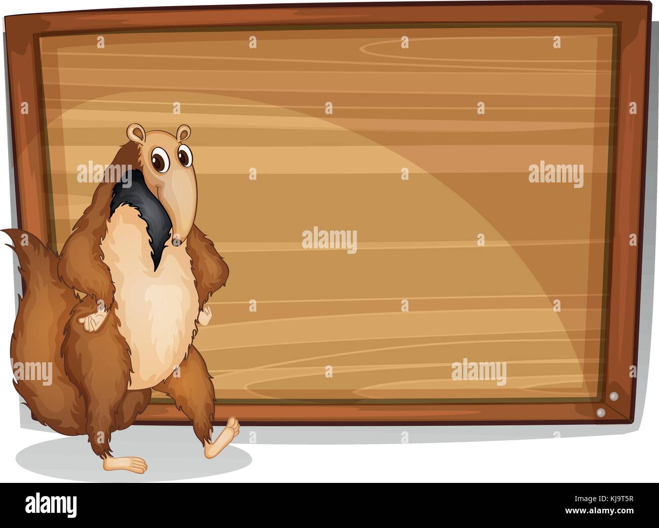 Illustration of a wild animal beside an empty board on a white ...