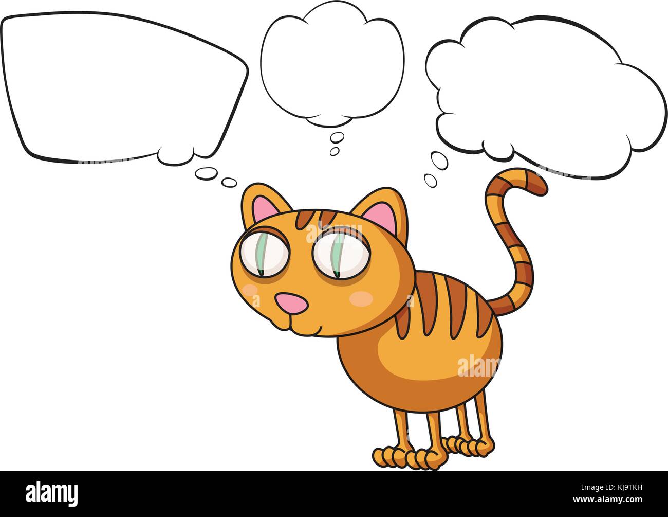 Illustration of the cat thinking on a white background Stock Vector
