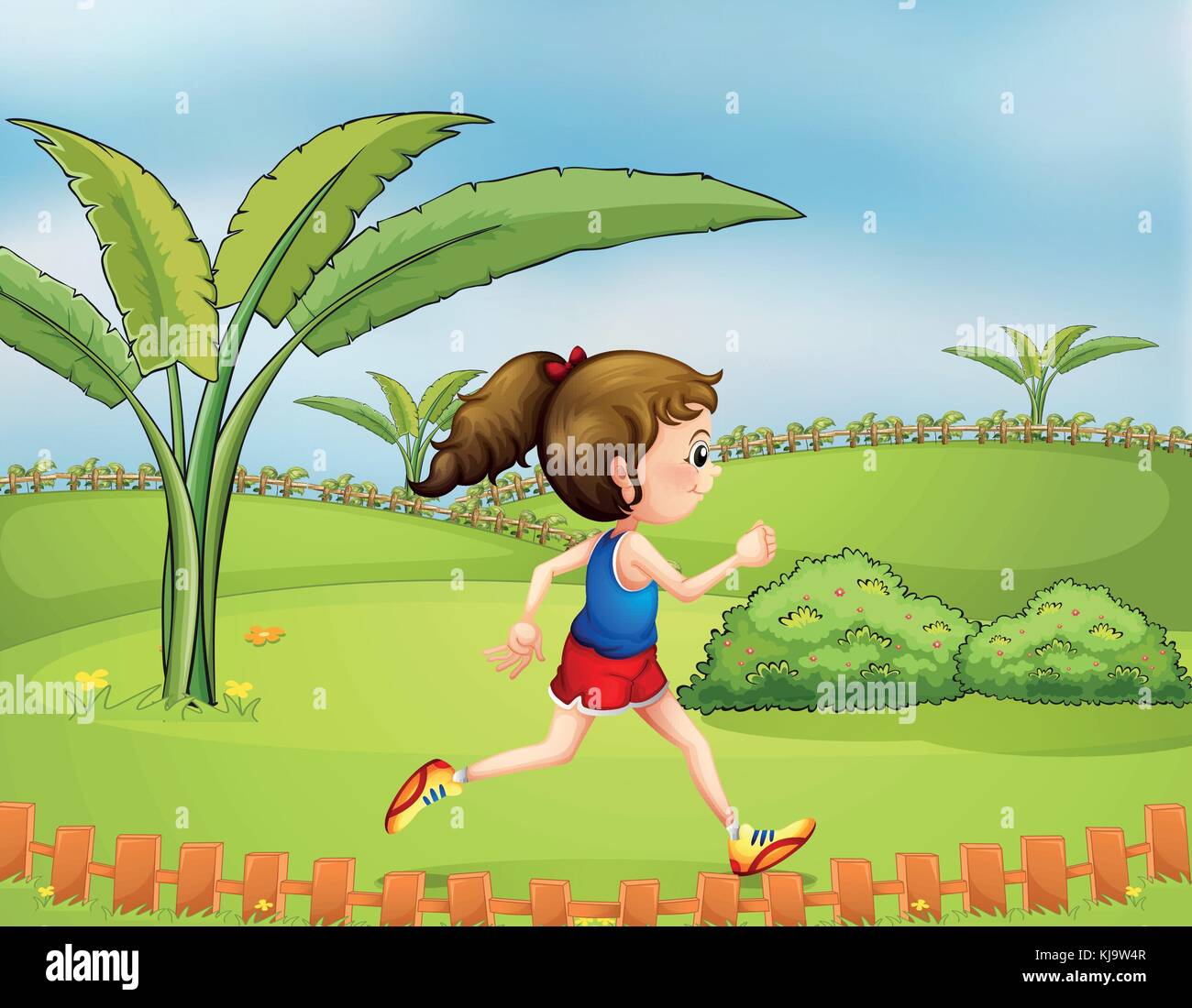 Illustration of a girl exercising in the park Stock Vector Image & Art ...