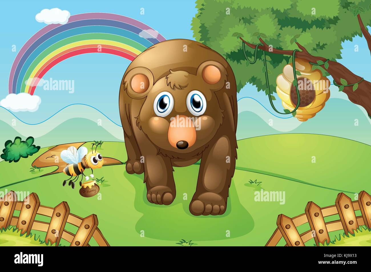 Illustration of a big brown bear at the hills Stock Vector Image & Art ...
