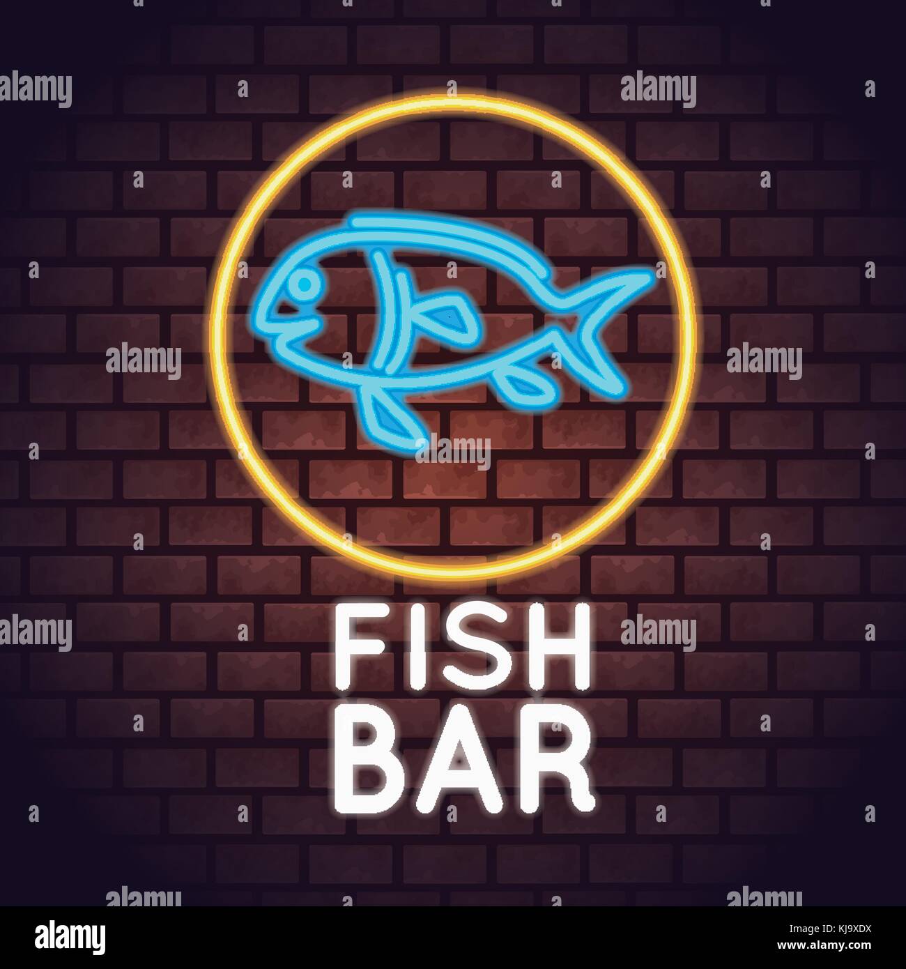 Fish bar neon lights Stock Vector Image & Art Alamy