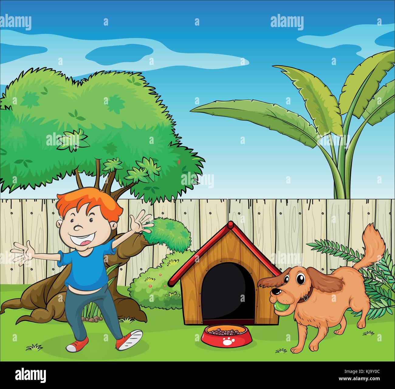 Illustration of a boy dancing along with the dog Stock Vector Image & Art Alamy