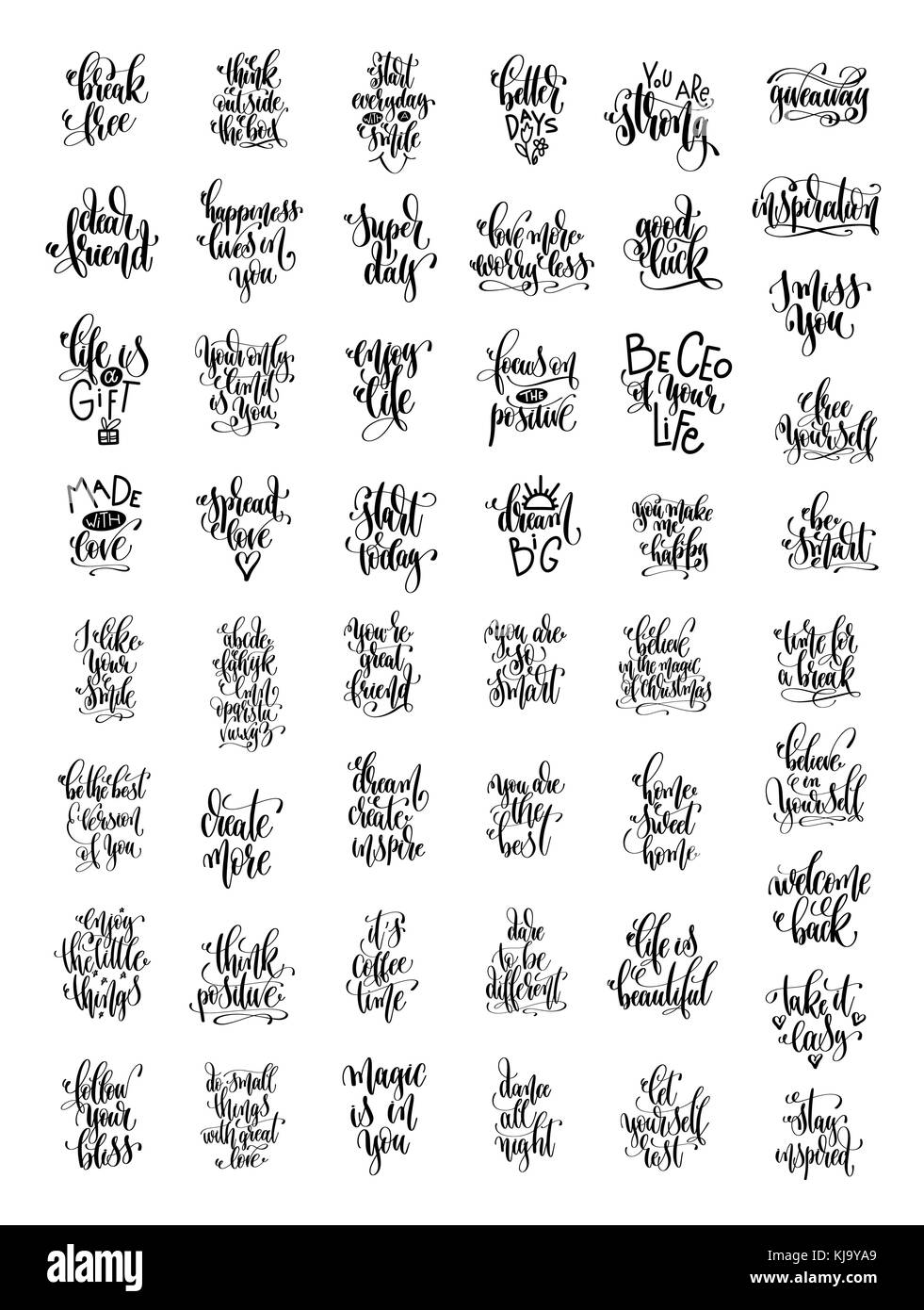 big set of 50 hand lettering inscription Stock Vector Image & Art - Alamy