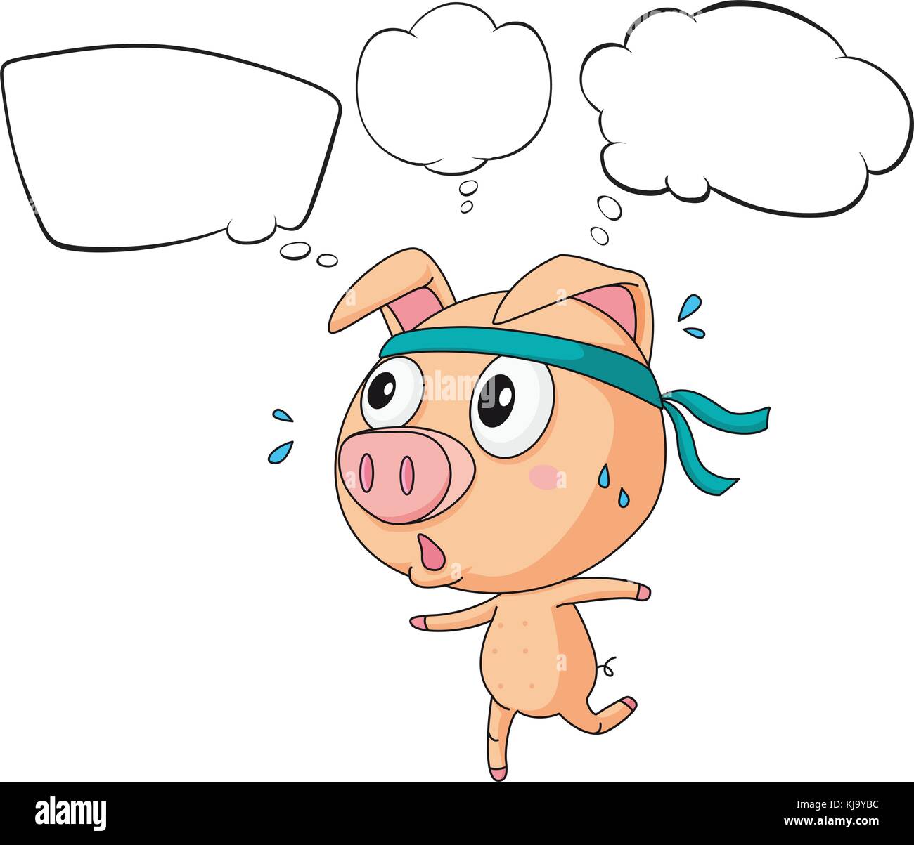 Illustration of a pig exercising with empty callouts on a white background Stock Vector