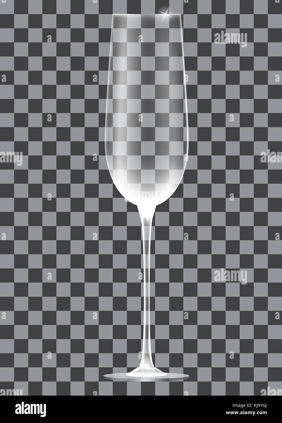 Empty champagne glass on Transparent Background. Vector Illustration. Stock Vector
