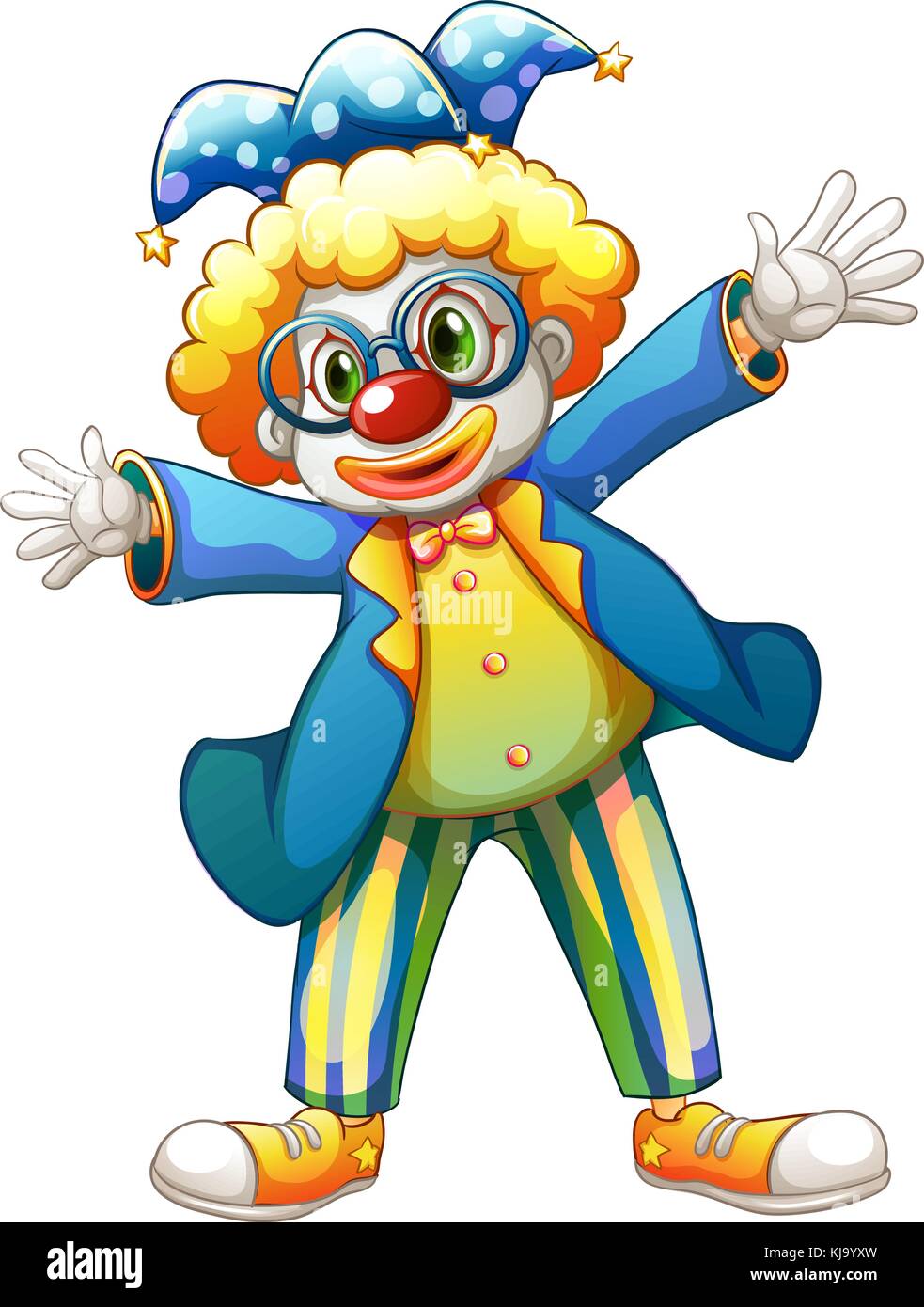 Illustration of a clown with a colorful costume on a white background ...