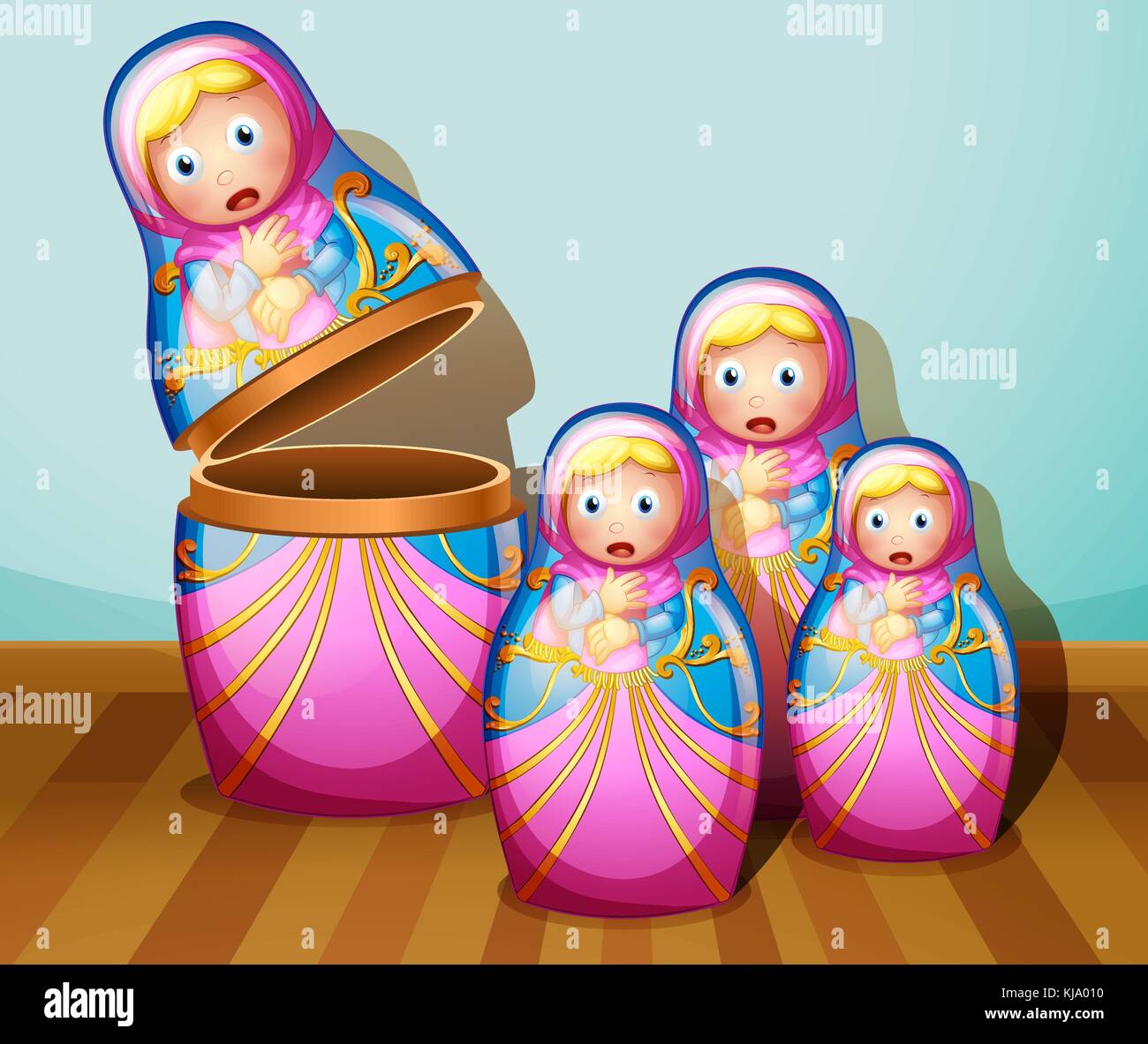 Illustration of the four colorful Russian dolls Stock Vector Image