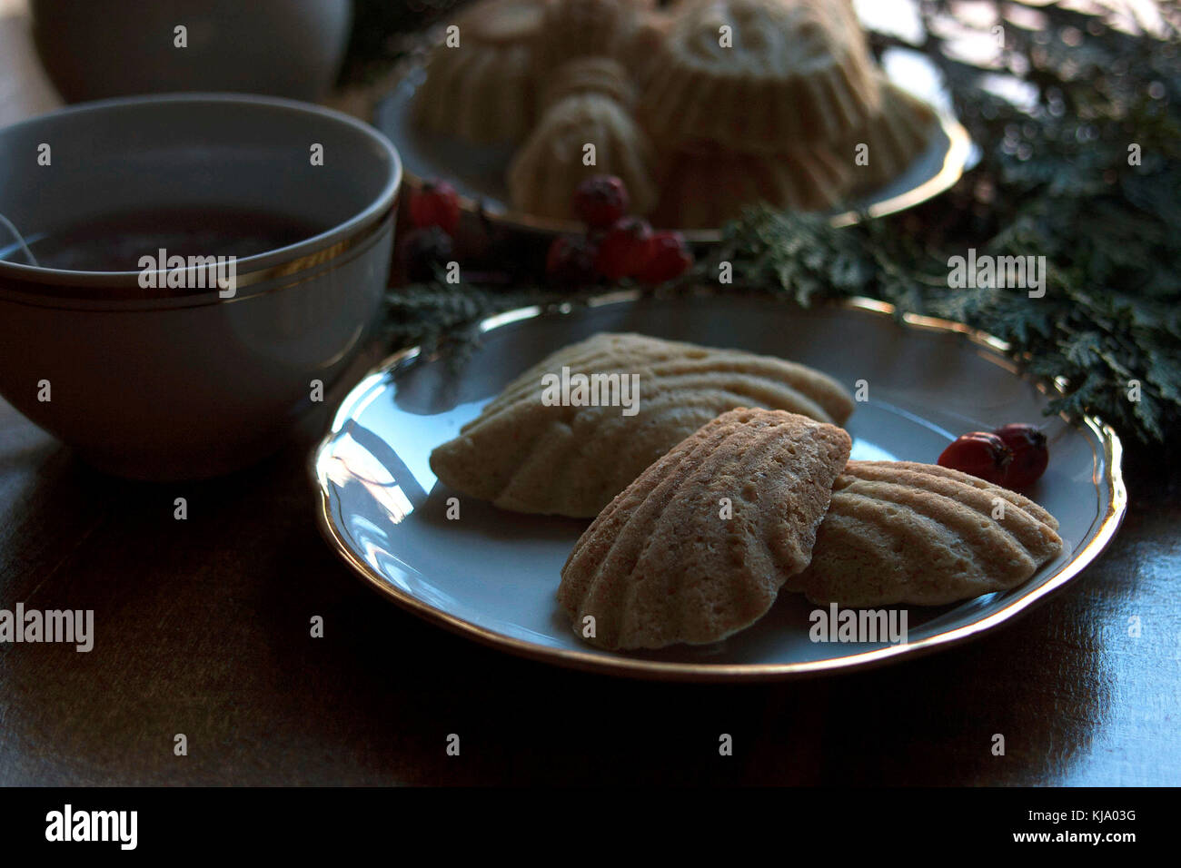Honey cakes on plates Stock Photo Alamy