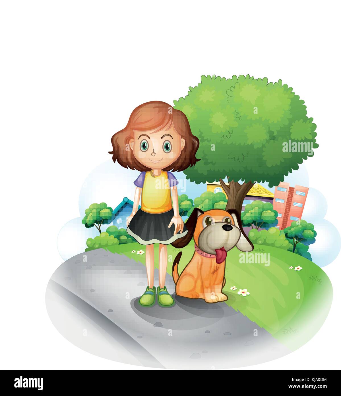 Cartoon Girl Dog Isolated On Stock Photos & Cartoon Girl Dog Isolated