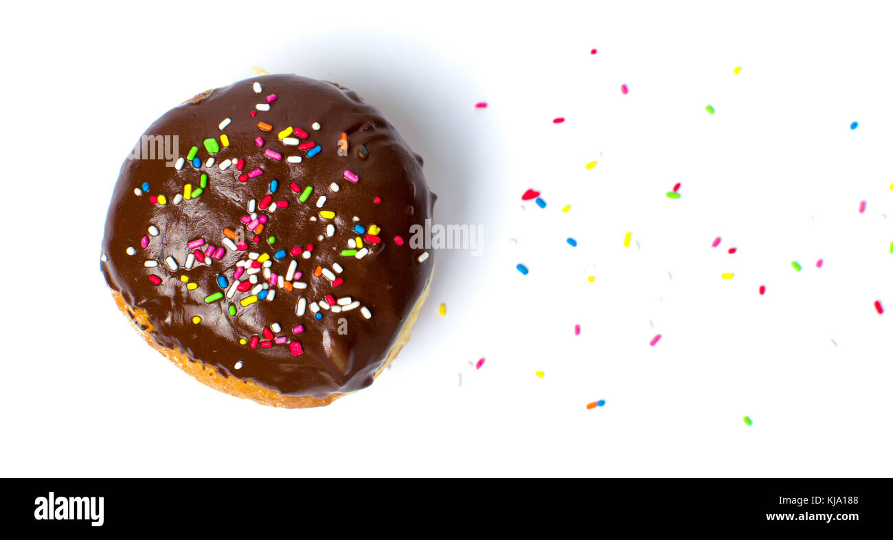 Decorated chocolate donut isolated on white background Stock Photo - Alamy