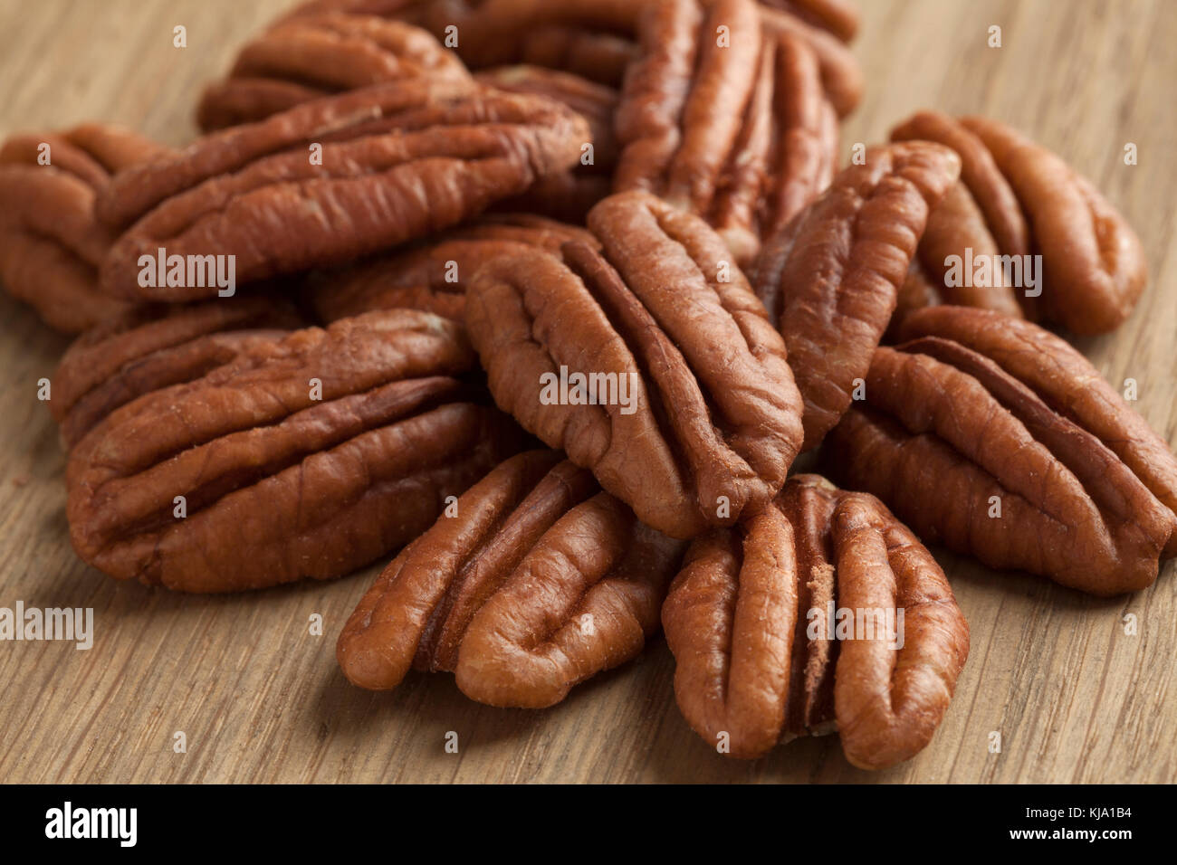 Heap of peeled pecan nuts close up Stock Photo