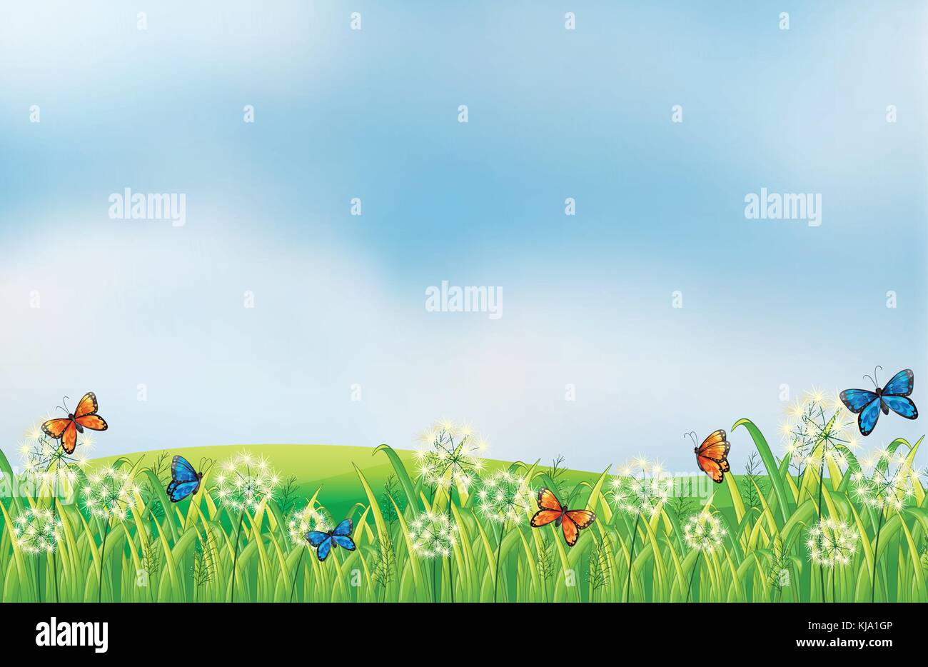 Illustration of the colorful butterflies in the garden Stock Vector ...