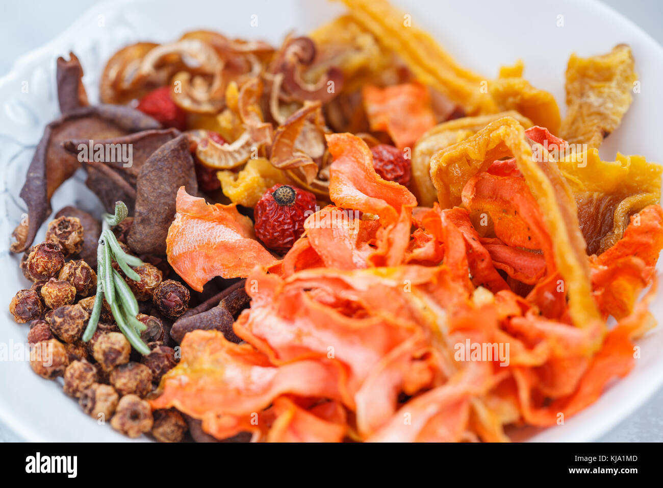 Healthy chips dried vegetables and fruits. Vegan healthy snack concept
