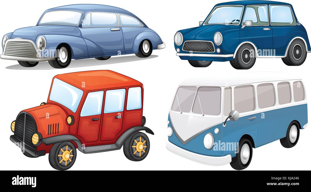 Illustration of a different vehicle styles on a white background Stock Vector
