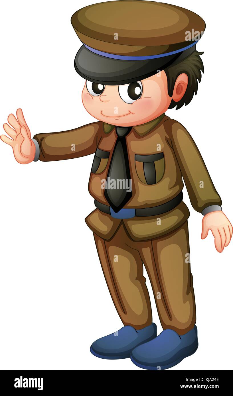 Illustration of a policeman in a brown uniform on a white background Stock  Vector Image & Art - Alamy