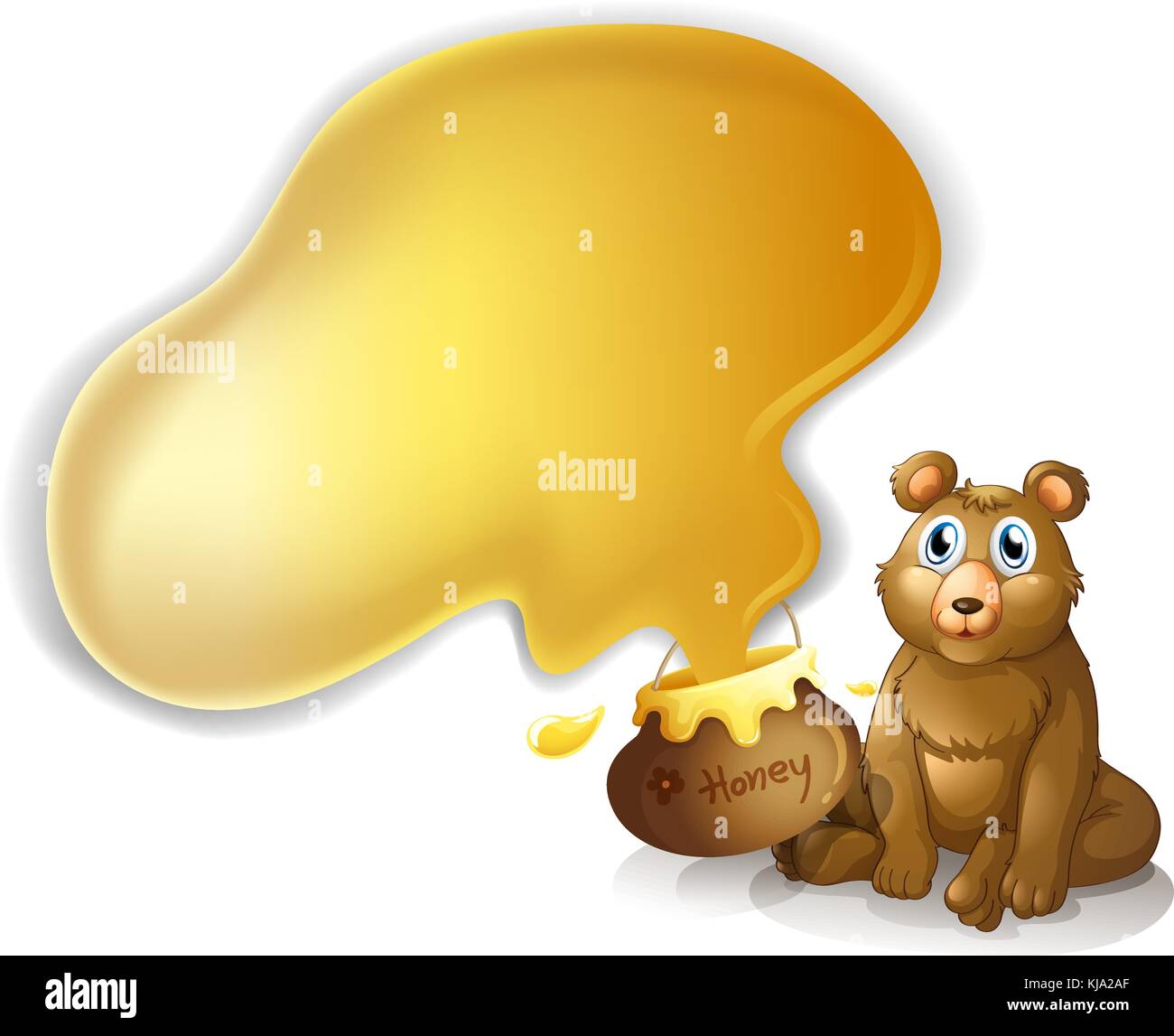 Illustration of a bear with a pot of honey on a white background Stock