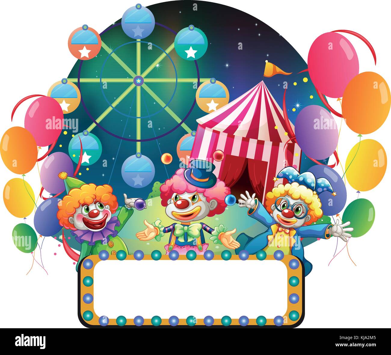 Illustration of the three funny clowns in a carnival on a white ...