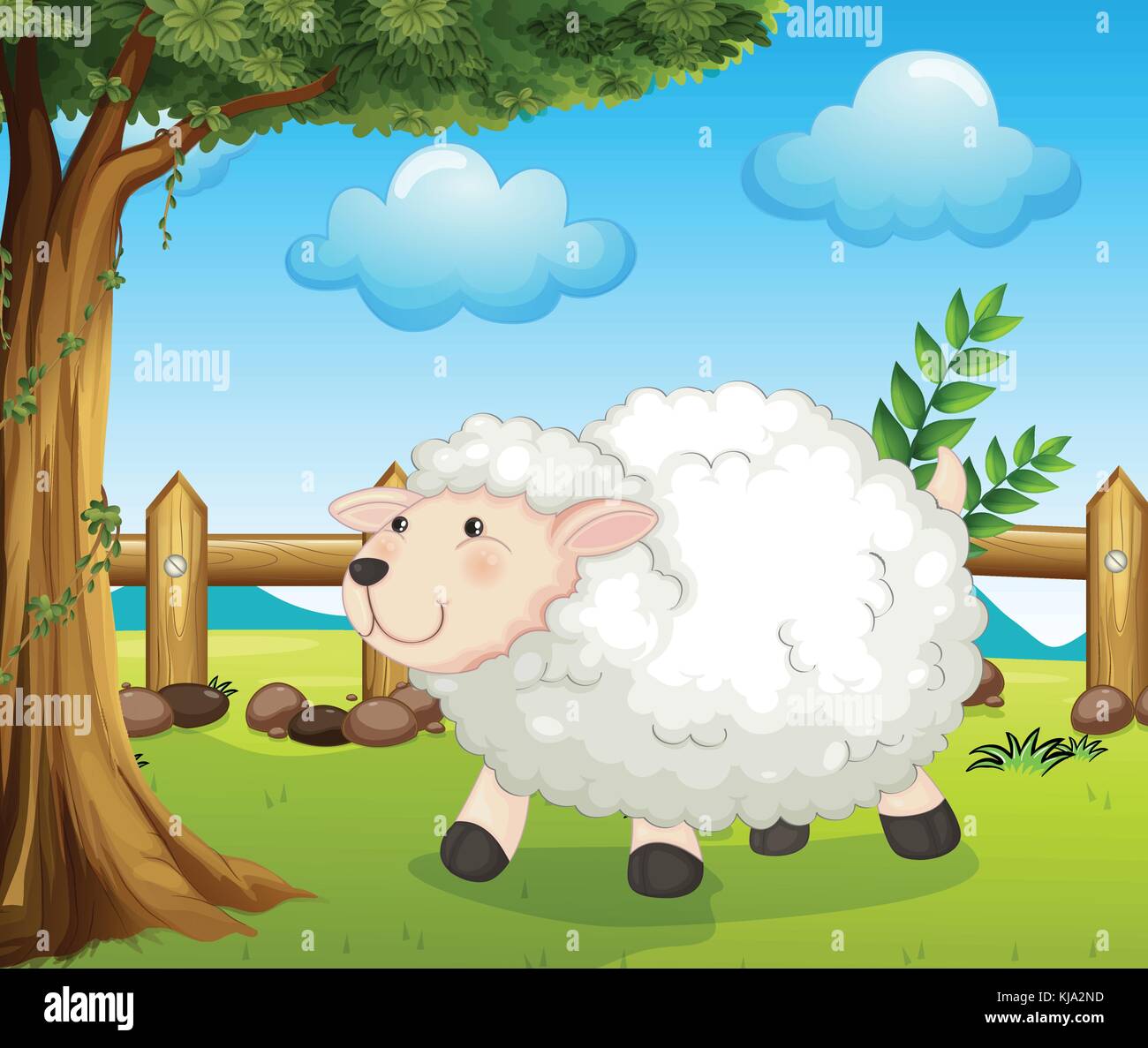 A sheep inside the fence illustration Stock Vector Image & Art - Alamy