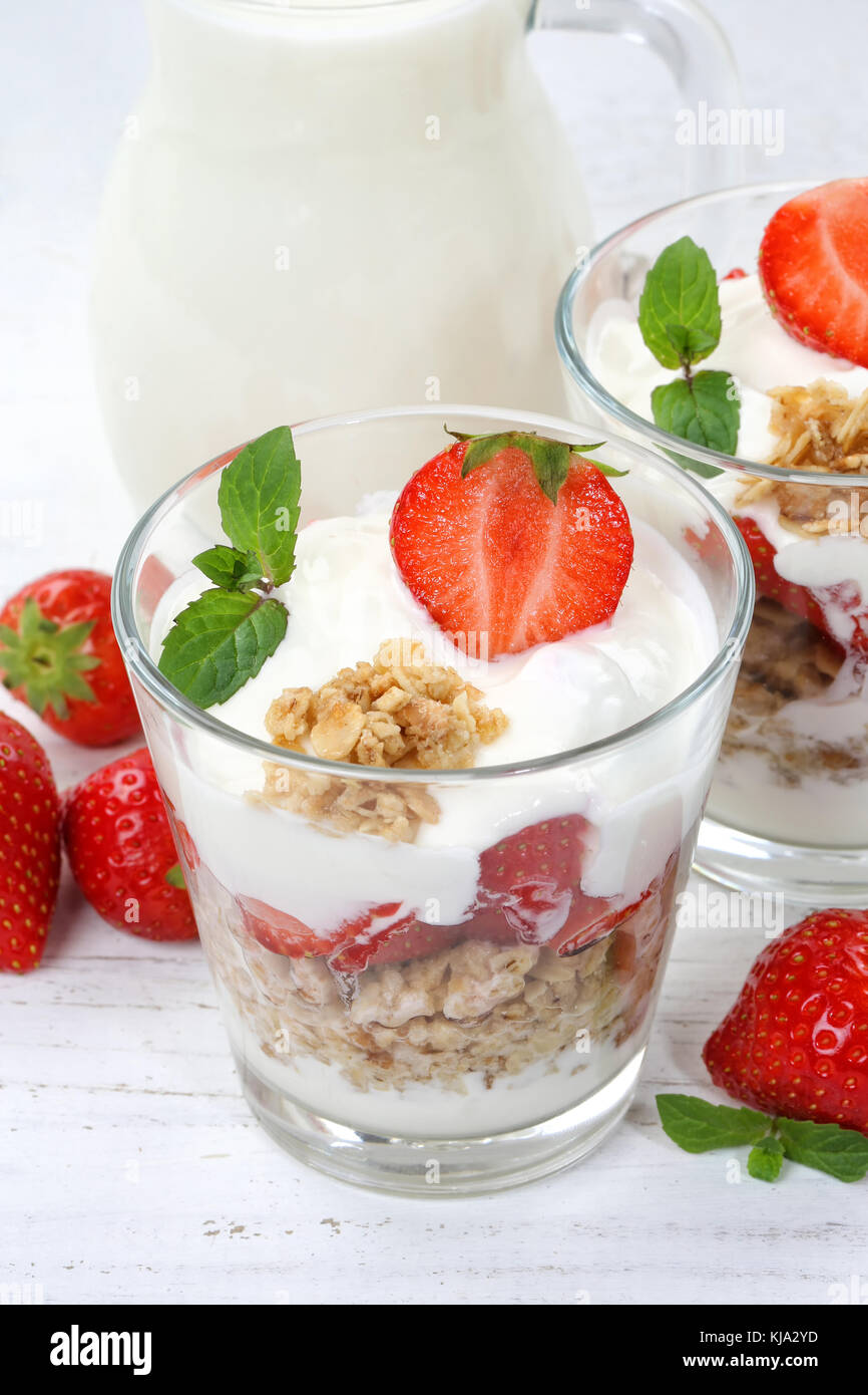 Download Strawberry Yogurt Yoghurt Strawberries Fruits Cup Muesli Portrait Stock Photo Alamy PSD Mockup Templates