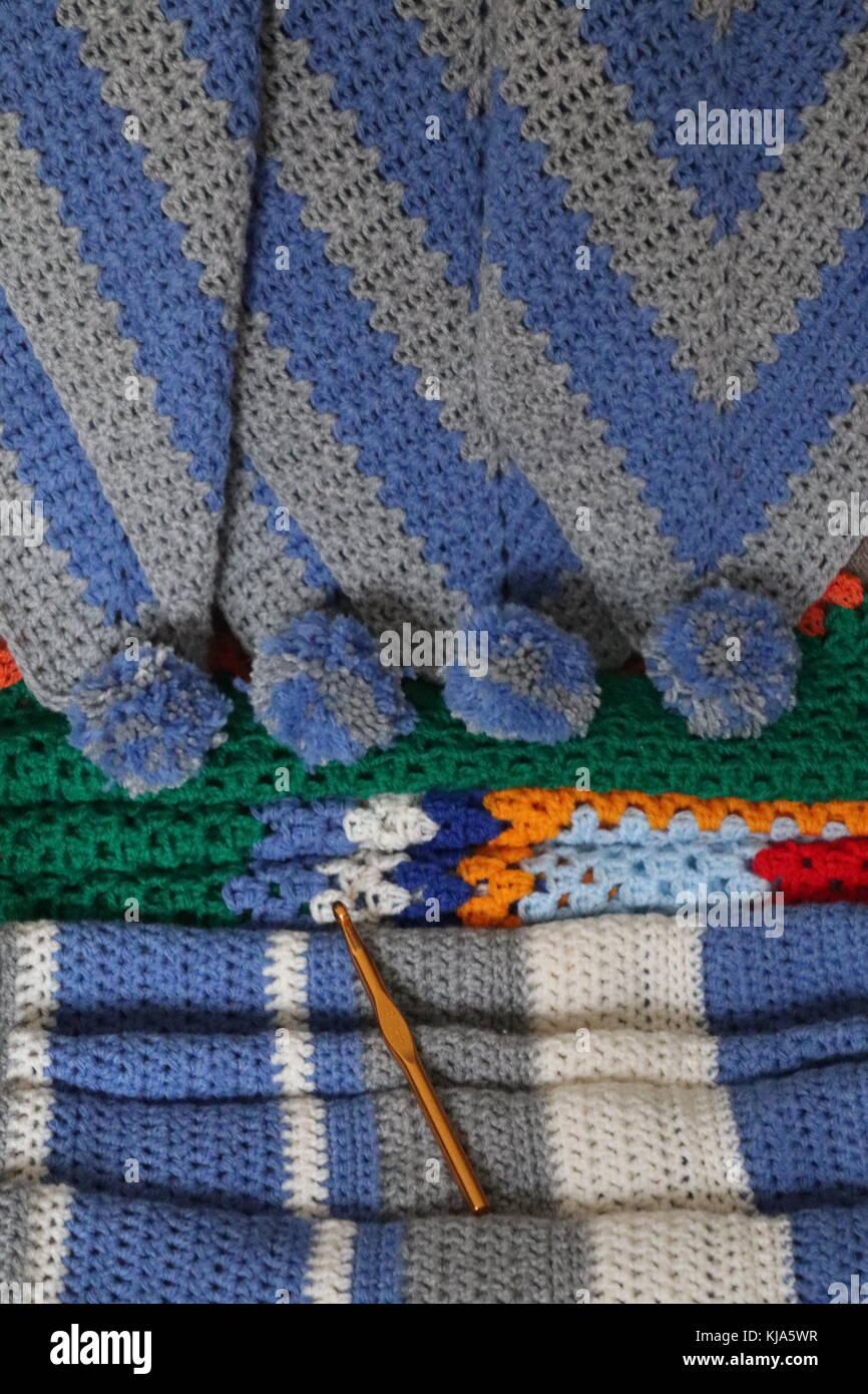 Blanket crochet for warmth Stock Photo Alamy