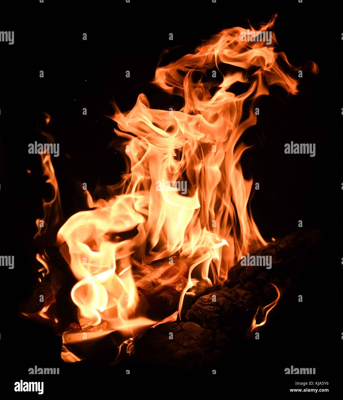 Flames of campfire Stock Photo
