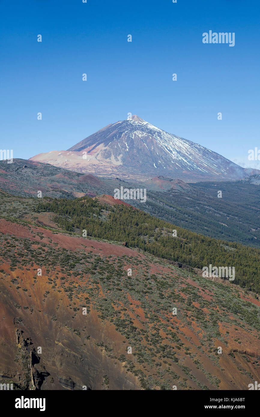 Pico del Teide, with 3718 meter highest mountain on spain territory, UNESCO world heritage site, Tenerife island, Canary islands, Spain Stock Photo