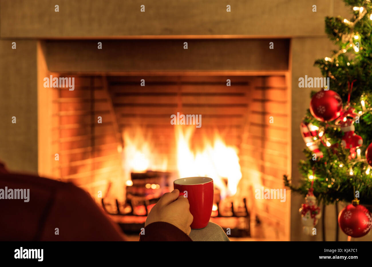 Coffee Cup At The Fireplace Stock Photos & Coffee Cup At ...