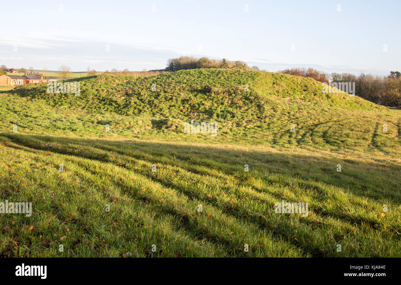 Neolithic long barrow in chalk countryside, Beckhampton, near Avebury