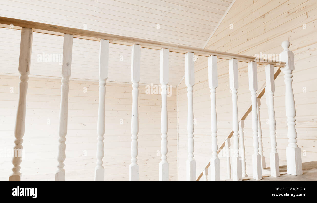 White Balusters Balcony Railings Empty Wooden House