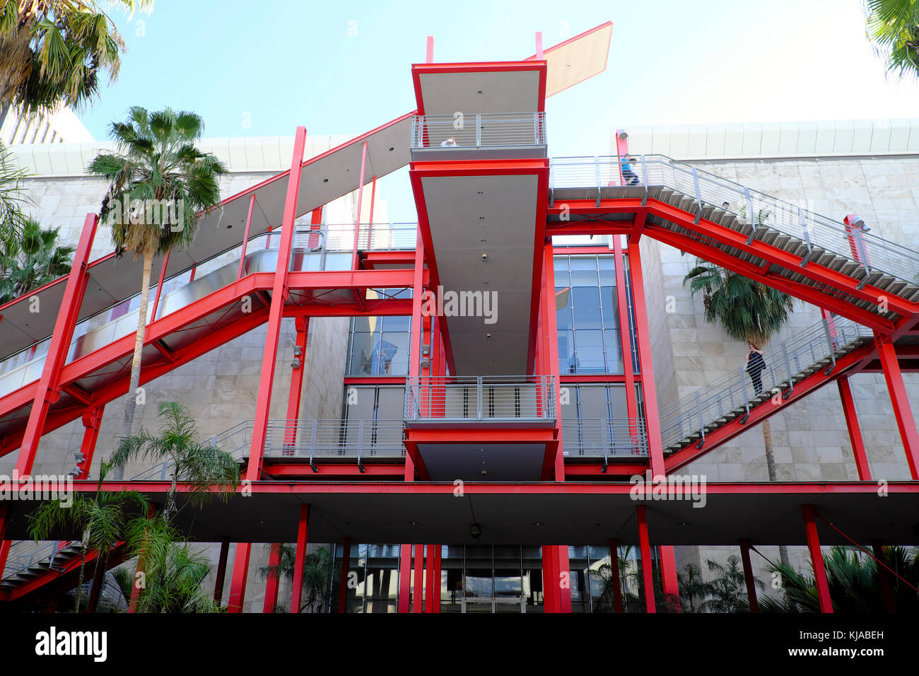 Staircase leading to Broad Contemporary Art Museum galleries at LACMA Los Angeles County Museum of Art on Wilshire Blvd in LA California  KATHY DEWITT Stock Photo