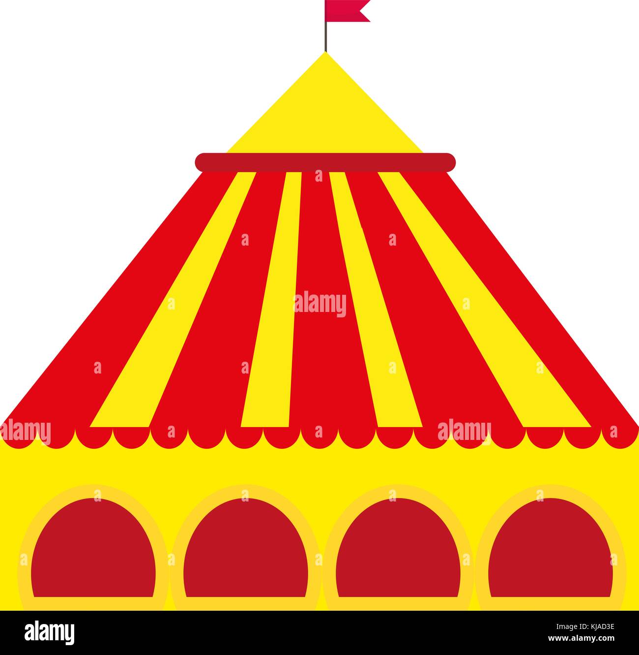 Circus pavilion, yellow tent icon flat style , isolated on white ...