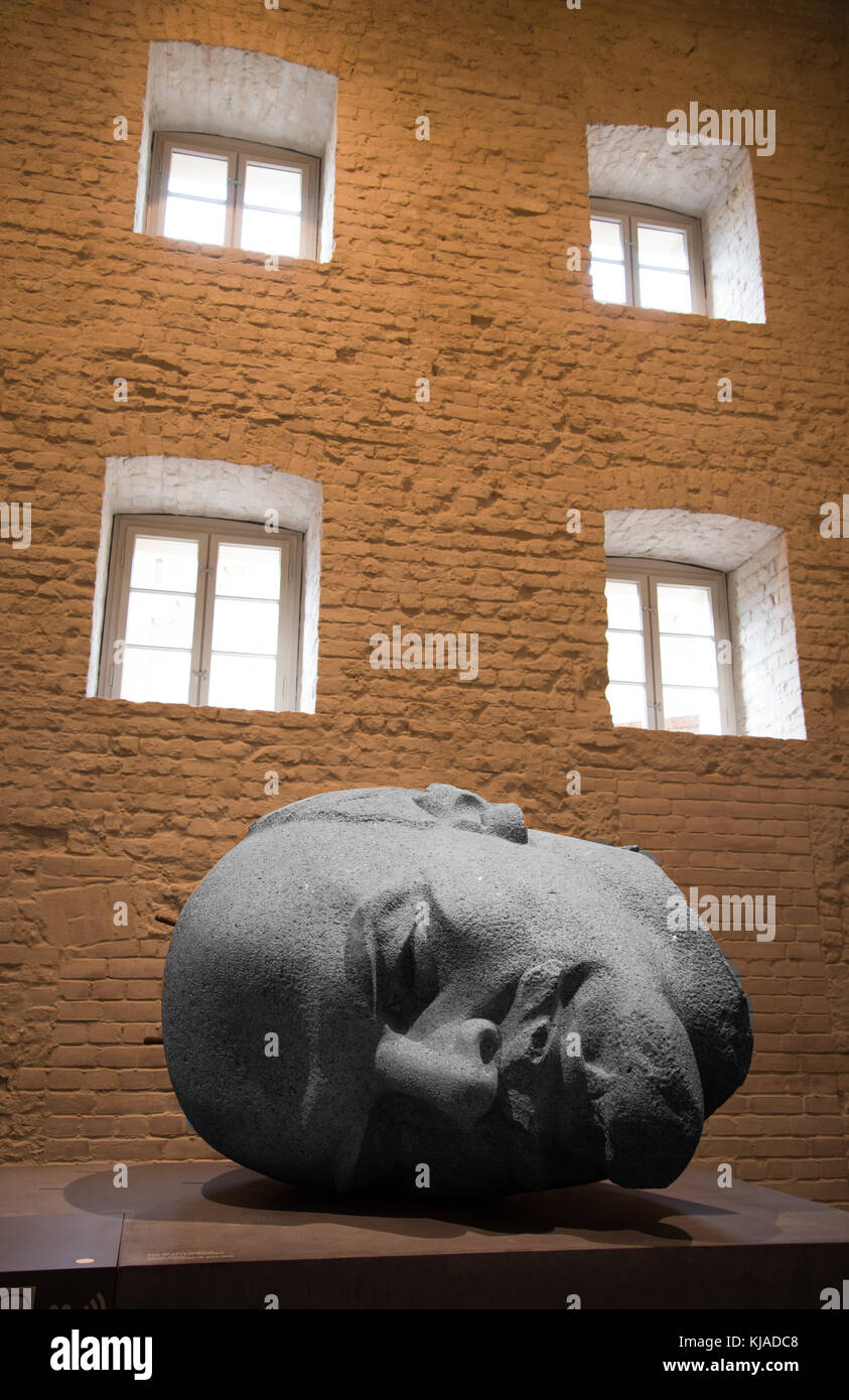 Head of Berlin's famous Lenin statue on display in Berlin Stock Photo